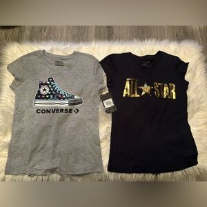 Converse Kids' Gray Sneaker Graphic Tee and Black All Star Tee